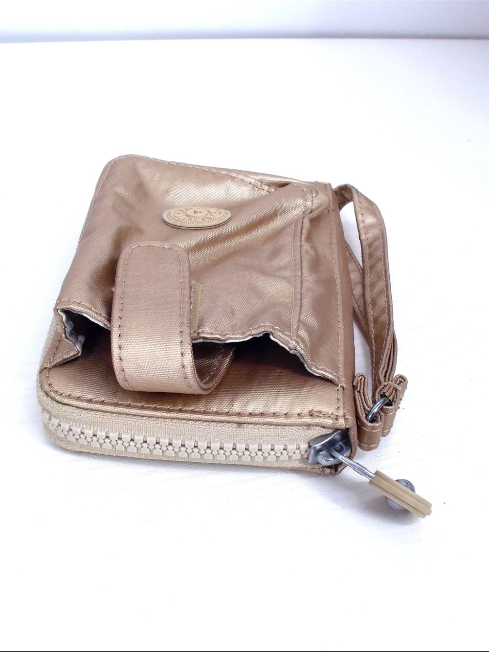 Kipling Bag Pouch Small Wristlet Metallic Rose Gold Case Women / Girls 4x5 - Picture 4 of 15